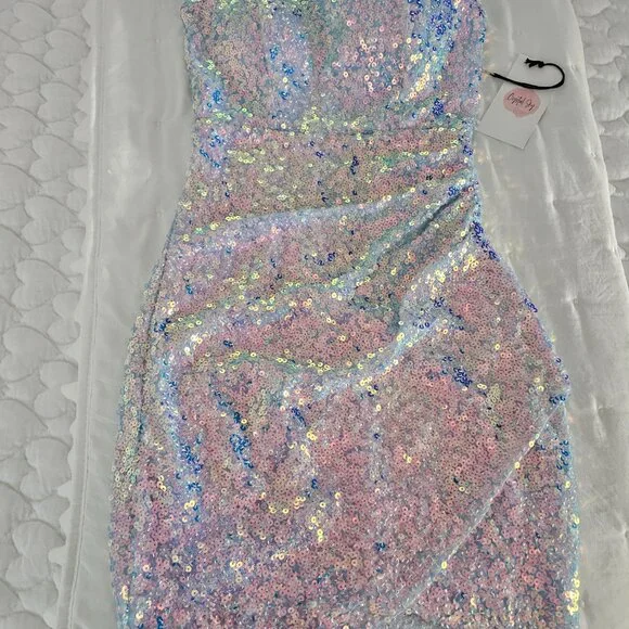 Iridescent ice blue dress Crystal Sky - Picture 3 of 5